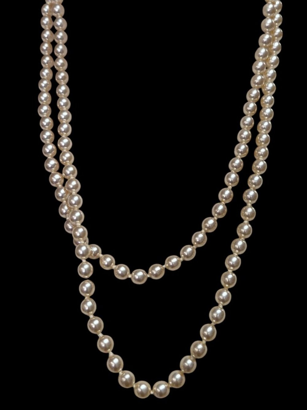 Vintage Champagne Faux Pearl Necklace – 14K GP Clasp – Made in Korea
